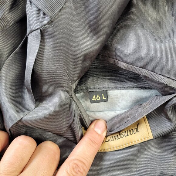 Andrew Fezza Men’s gray black 100% lambs wool blazer jacket size 46L - Picture 12 of 14